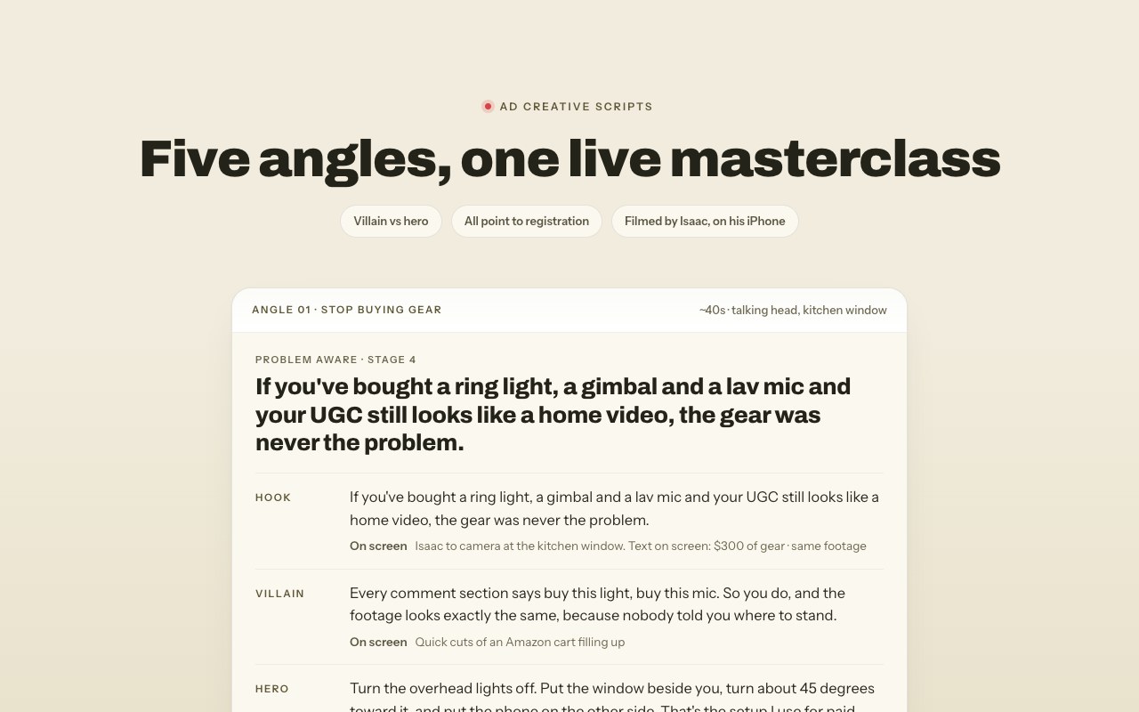 Ad creative scripts preview